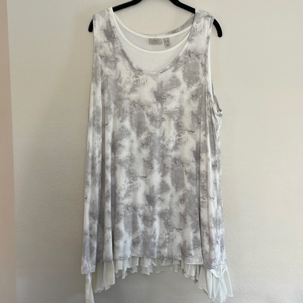 LOGO Layers by Lori Goldstein Set of 2 Tie-Dye & Solid Knit Tank Tops